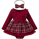Jeinxcn Newborn Baby Girl Clothes Long Sleeve Romper Dress Infant Lace Ruffle Fall Winter Outfit with Headbond