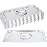 PINGEUI 8 Pack 1/3 Size Stainless Steel Steam Table Lid, Solid Hotel Pan Cover with Handle for Steam Food Pan, Non-Stick Surface
