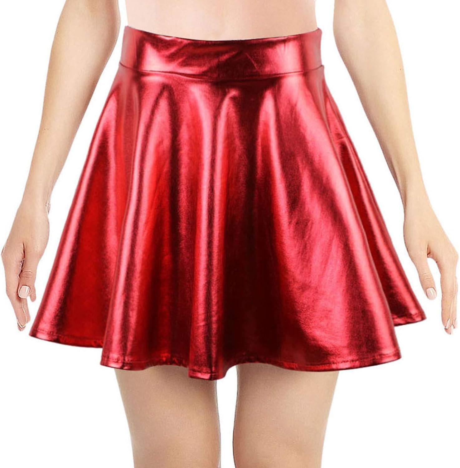Simplicity Metallic Ballet Dance Flared Skater Skirt, Red at  Women’s Clothing store