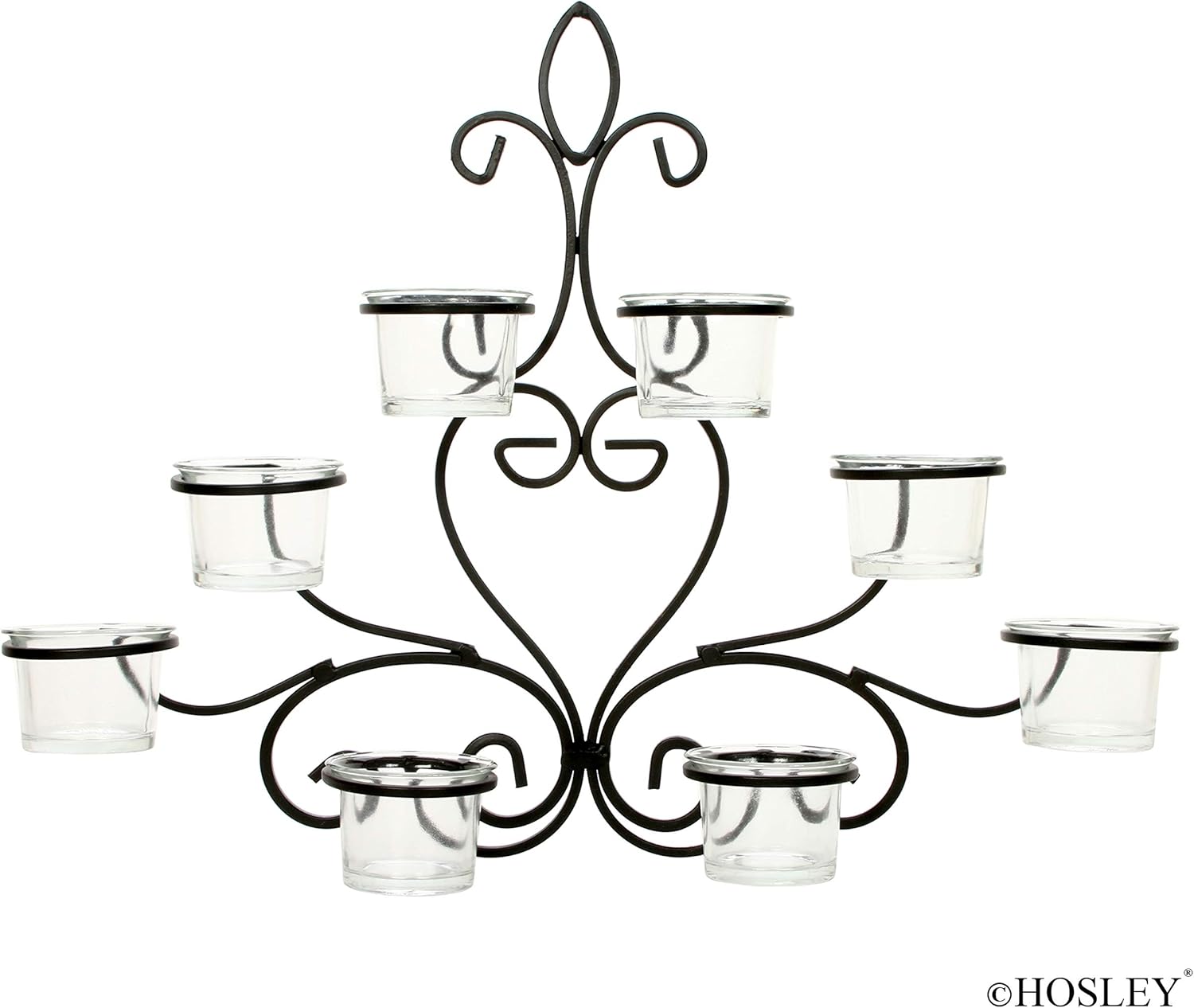 Hosley Scrolled Wall Angel Art Sconce 13.6 Inch Length 8 Votive Farmhouse LED Tealight Cup Holder Includes Glass Cups Mid Century Modern Wall Decor Ideal Gift for Weddings Party Spa Home O8: Kitchen & Dining