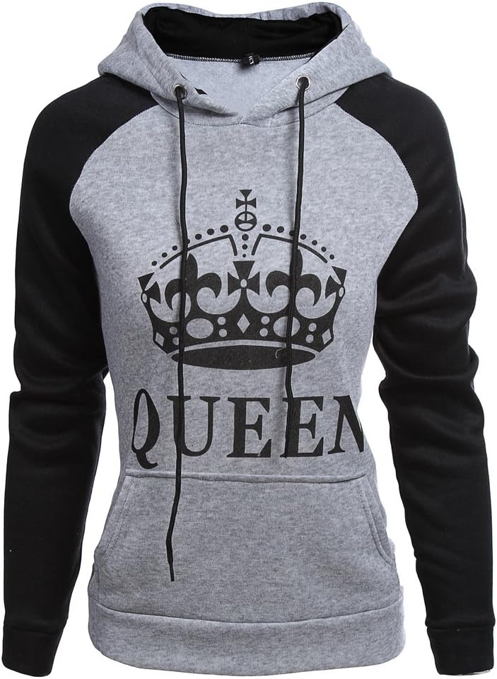 King Queen Matching Couple Pullover Hoodie Set Valentine's Day Gift His & Hers Hoodies