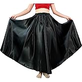 MUNAFIE Women's Long Maxi Dance Skirt - Satin Fairy Skirt for Praise & Cosplay Belly Dance