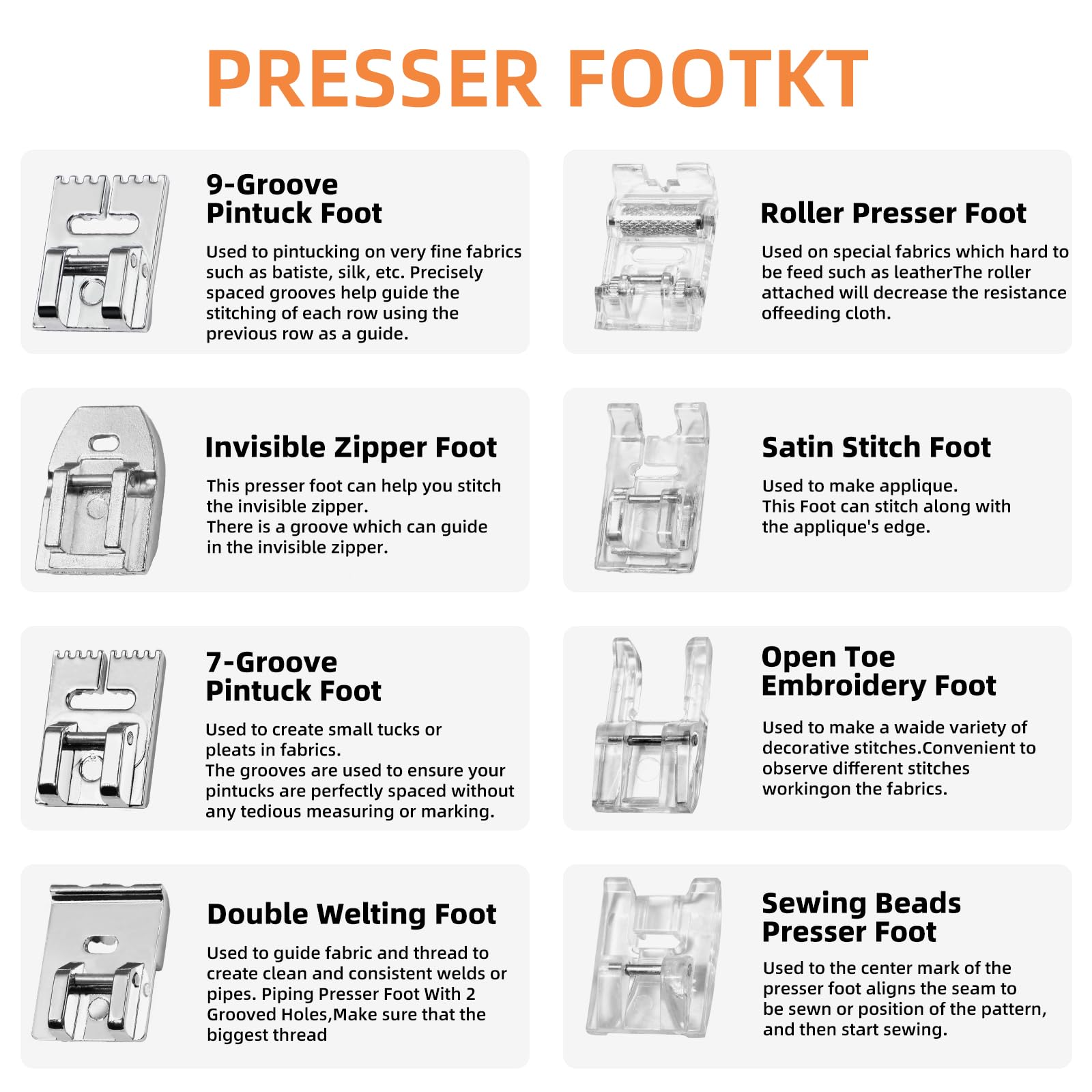AnoleAir 16 Pcs Sewing Machine Presser Foot Set fits for Most Low Shank Snap-On Singer, Brother, Babylock, Euro-Pro, Janome, Kenmore, White, Elna Sewing Machines
