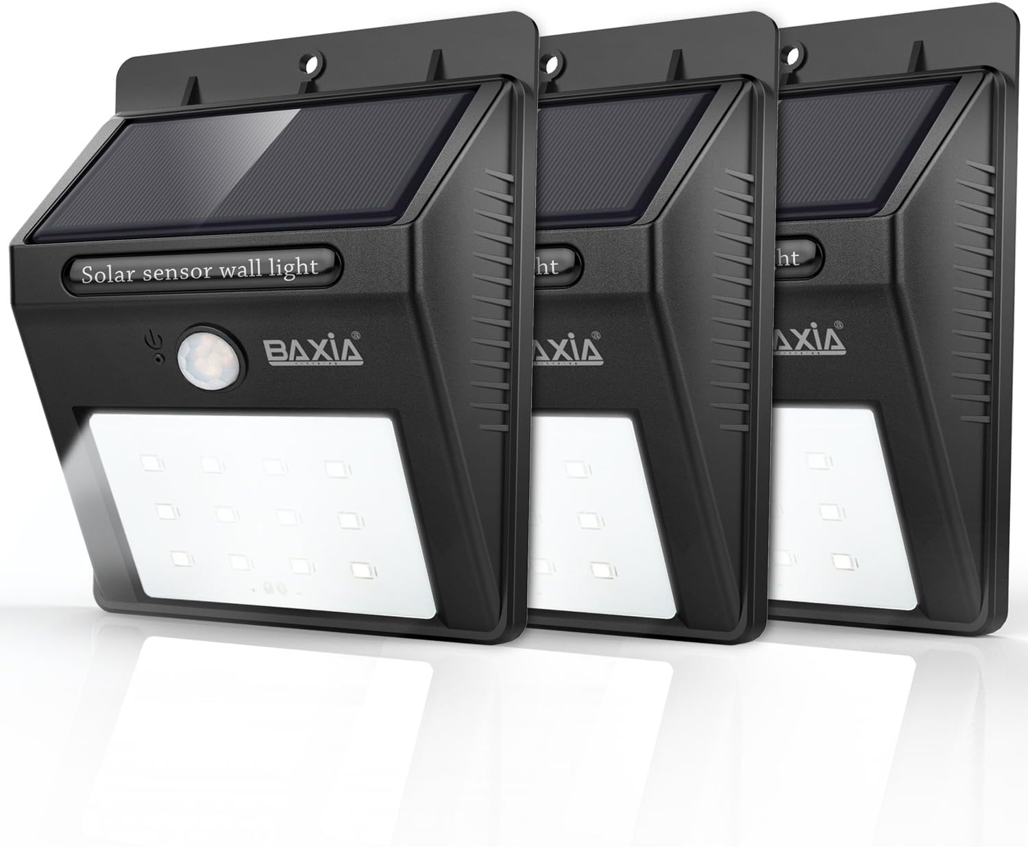 BAXIA TECHNOLOGY 12 LEDs Bright Security Wireless Motion Sensor Solar Night Lights - Waterproof for Outdoor Garden Wall (3-pack)