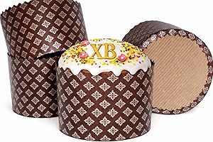 Panettone Paper Mold 25oz - 6pcs, W 5.9 x H 3.95-In (150cm x100cm) Kulich Mold - Round Panettone Paper Baking Molds - Pans Pa