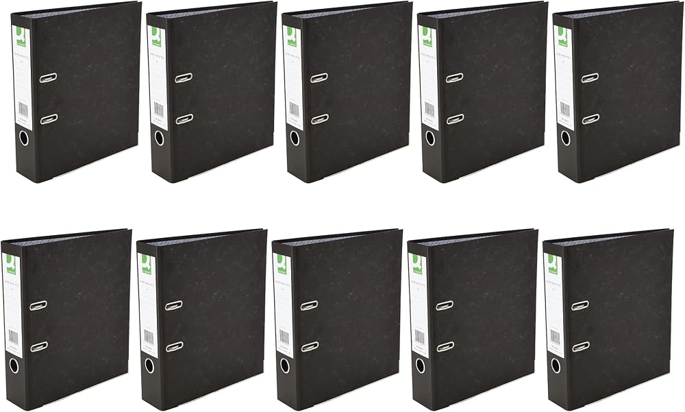 Q-Connect Lever Arch File A4 Black 70mm Capacity 10 Pack KF20001