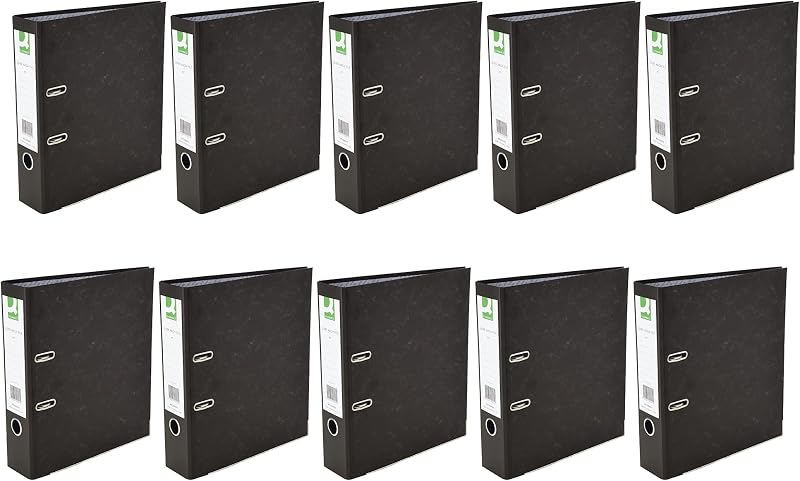 Q-Connect Lever Arch File A4 Black 70mm Capacity 10 Pack KF20001