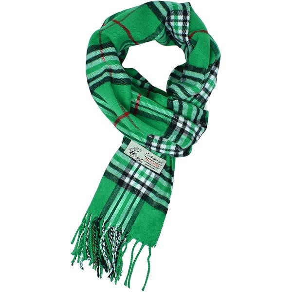 Blue Scottish Tartan Long Strip Silk Scarf (Satin Fabric