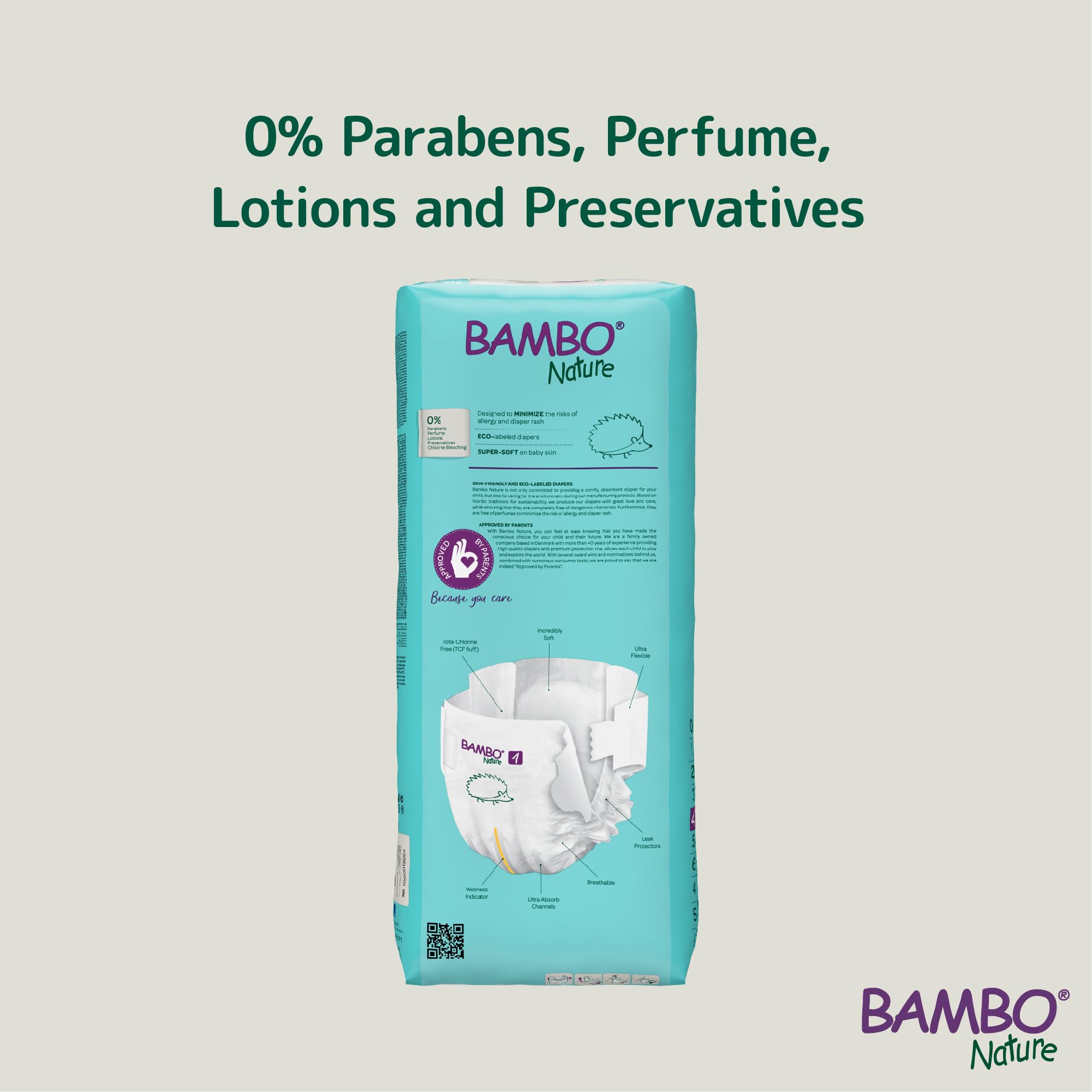 Bambo Nature Hypoallergenic Baby Diapers, Eco-Labeled Diapers, Enhanced Leakage Protection, Totally Chlorine-Free, Skin Friendly, and Super Absorbent - Size 4 (144 Count)