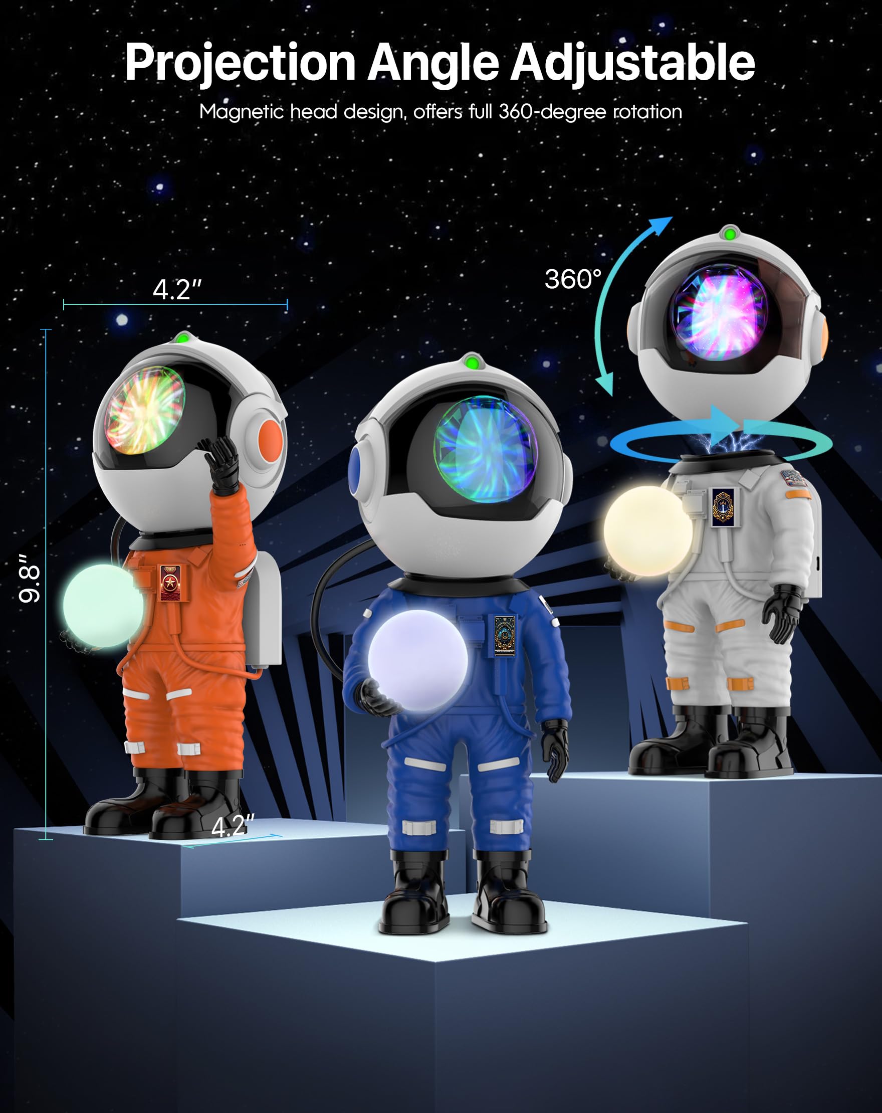 Rossetta Astronaut Galaxy Projector, Star Projector for Bedroom, LED Night Light for Kids Room with Timer and Remote, Room Decor Aesthetic, Home Decor, Gifts for Adults, Teens, Christmas, Birthday