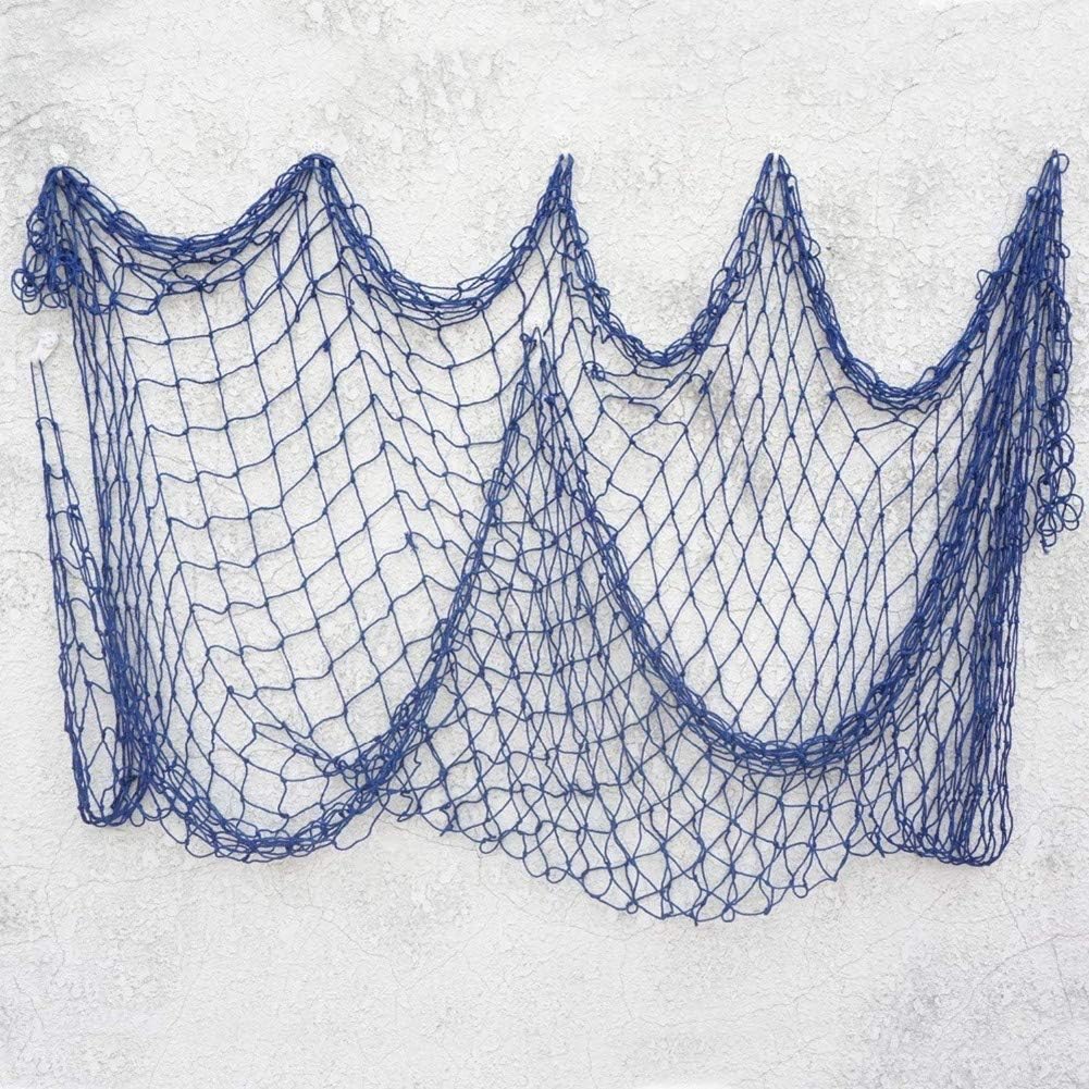 RUICK Fishing Net Decorations Seaside Beach Shell Party Door Wall Decor Mediterranean Sea style Wall Stickers Nautical Sticker Crafts Background Wall Hangings (Blue)