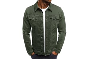 amropi Mens Denim Jacket Button Down Casual Outerwear Jean Coat