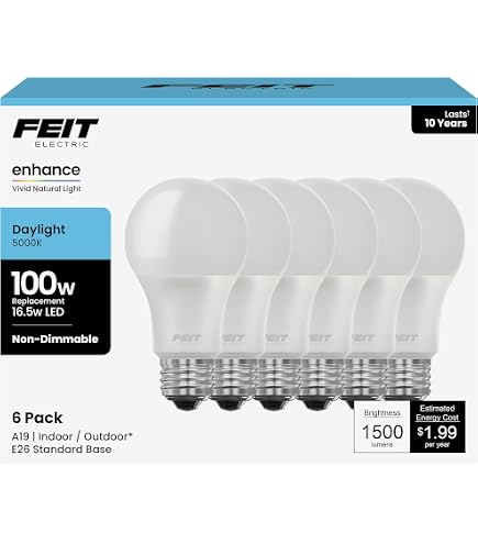 Feit Electric 電球 4個パック 2箱セット Feit Dimmable LED 5000K Daylight 4-Pack (100W Replacement) 17.5W