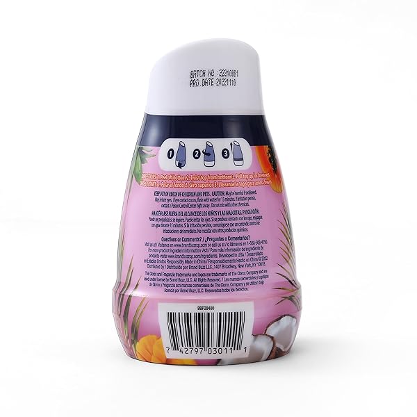 CLOROX FRAGANZIA GEL AIR FRESHENER CONE, HAWAIIAN ESCAPE SCENT – NO-PLUG, BATTERY-FREE AIR FRESHENER FOR SMALL ROOMS, CLOSETS, KITCHENS, BATHROOMS, OFFICES AND MORE, 6 OUNCE
