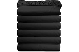 (6-Pack) Luxury Fitted Sheets! Premium Hotel Quality Elegant Comfort Wrinkle-Free 1500 Premier Hotel Quality 6-Pack Fitted Sheet with Storage Pockets on Sides, Twin/Twin XL Size, Black