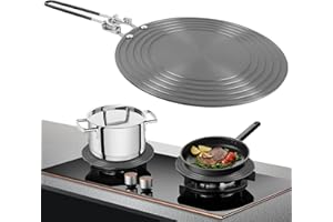 KLFOHO Gas Stove Heat Diffuser Plate, 9.45 inch Aluminum Non-Stick Coating Plate Thickening with Anti-Scalding Handle, Round Fast Defrosting Tray Cookware Simmering Thawing Plate Conduction Multifunctional