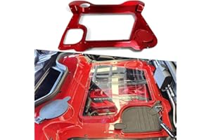 YIPMOTIV Genuine Carbon Fiber Engine Hood Cover for Corvette C8 Z51 Z06 ZR1 HTC Convertible 2020 2021 2022 2023 2024 2025,Not for Coupe,Transparent Rear Bonnet Overlay,Engine Shroud Trim (Red Carbon Fiber)