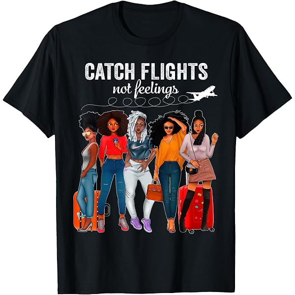 LORSU Women's 'Catch Flights Not Feelings' Graphic Tee - Funny Vacation Travel T-Shirt