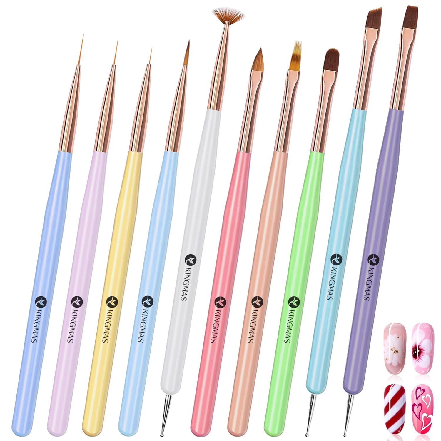 10Pcs Nail Art Brushes, Nail Gel Polish Painting Brush Drawing Pen, Nail Liner Brush and Nail Dotting Pen for Gel Polish DIY Manicure Salon at Home
