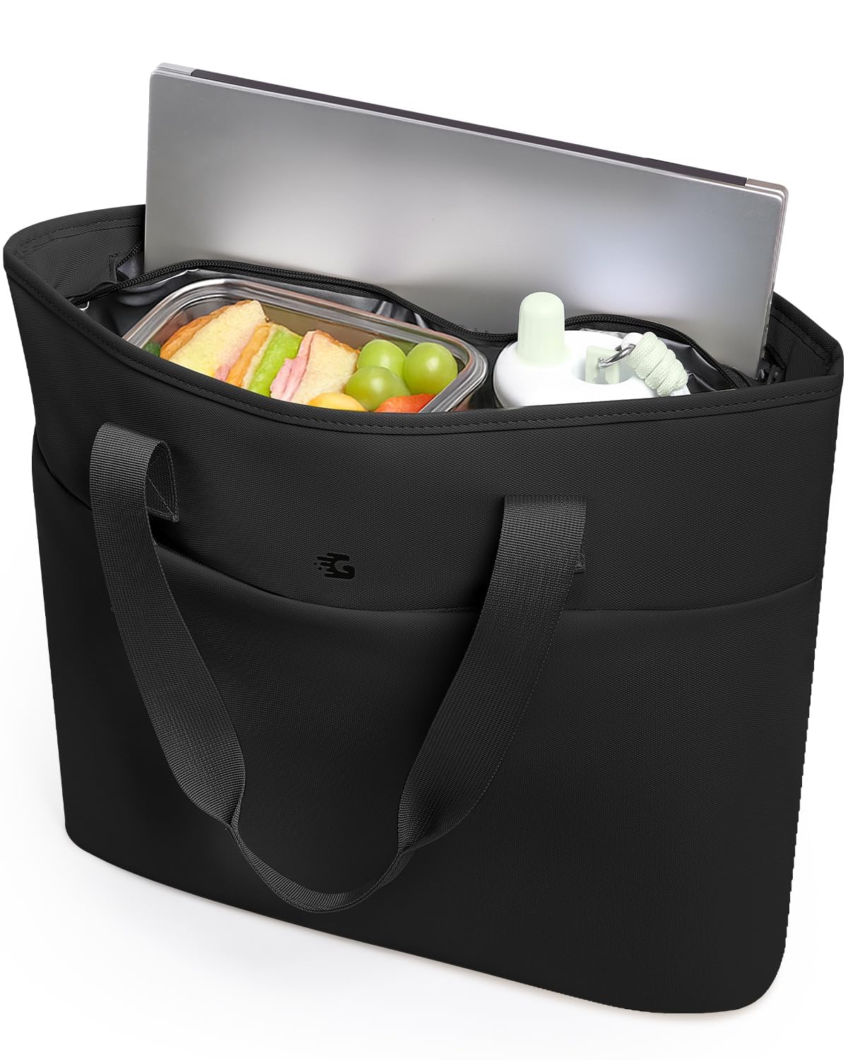 Photo 1 of GLORIEROO 2-in-1 Insulated Lunch Tote Bag for Women, Soft Cooler Bags with 15.6 Inch Laptop Compartment, Large Capacity Computer Handbag for Work, Nurse, Office, Outdoor, Beach,Gym (Black)