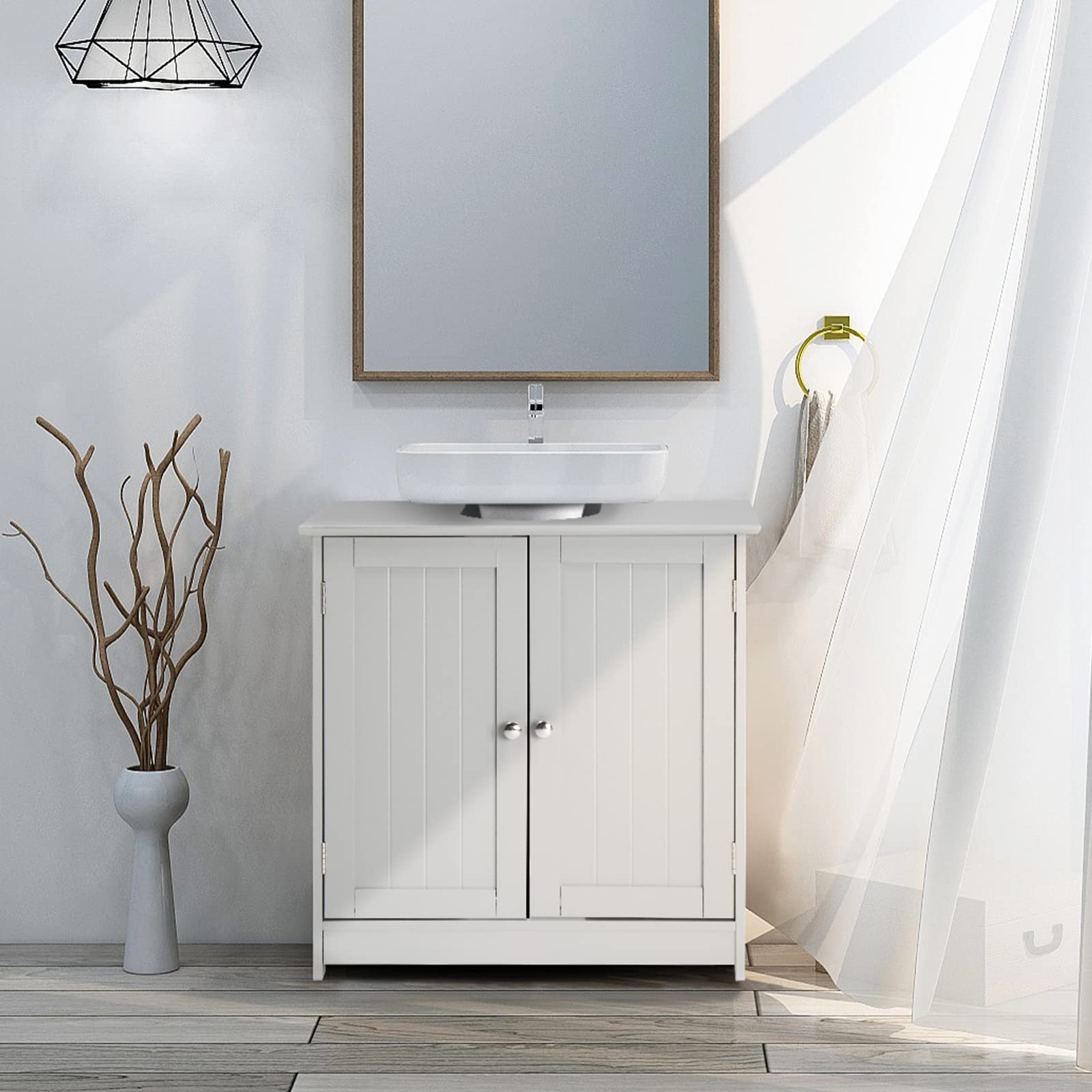 Bonnlo Pedestal Sink Storage with 2 Doors Traditional Under