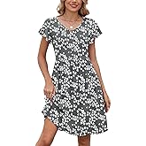 Heymoments Women's Summer Short Sleeve Dresses Casual T-Shirt Flowy Tunic Ladies Beach Sundress