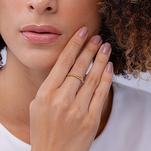 Angara Half Eternity Seven Stone Citrine Wedding Band for Women in