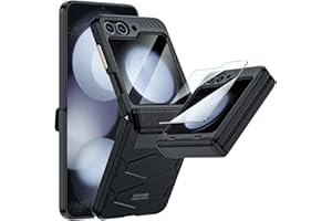 Vizvera for Samsung Galaxy Z Flip 5 Case with Hinge Protection, Flip z 5 Full Cover Slim Case Built-in Outer Screen Protector, HD Clearly Shockproof Case for Galaxy z flip 5 (2023)-Armor Black