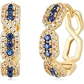 MTMY Huggie Hoop Earrings 14K Gold Plated Cubic Zirconia Dainty Simple Cute Beads Elegant CZ Circle Small Hoop Earring for Women Minimalist Handmade Hypoallergenic Jewelry