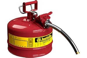 Justrite 7225130 AccuFlow 2.5 Gallon, 11.75" OD x 12" H Galvanized Steel Type II Blue Safety Can with 1" Flexible Spout
