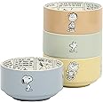 Peanuts Snoopy Bonbon Bites 4 Piece 5.5" Decorated Stoneware Ceramic Stackable Bowl Set
