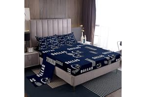 jejeloiu Football Bedding Set King Size Kids Rugby Sports Fitted Sheet with 16 Inch Deep Pockets for Boys Girls Teens Football City Bed Sheets Set Blue Gray Breathable Soft Room Decor
