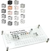 18 Pieces Element Cube Set Density Cubes Pure Metal with Acrylic Plexiglass Tray, Element Cube Set for Periodic Table of Elements Collection, Pure Tungsten Block, Iron, Aluminum, 15 More