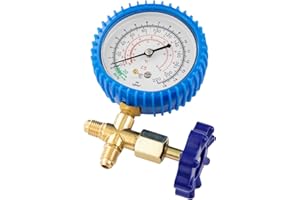 R410A Manifold Gauge, Air Conditioning Refrigerant Recharge Pressure Gauge, 1/4 Refrigerant Manifold Freon Gauges for R410A R