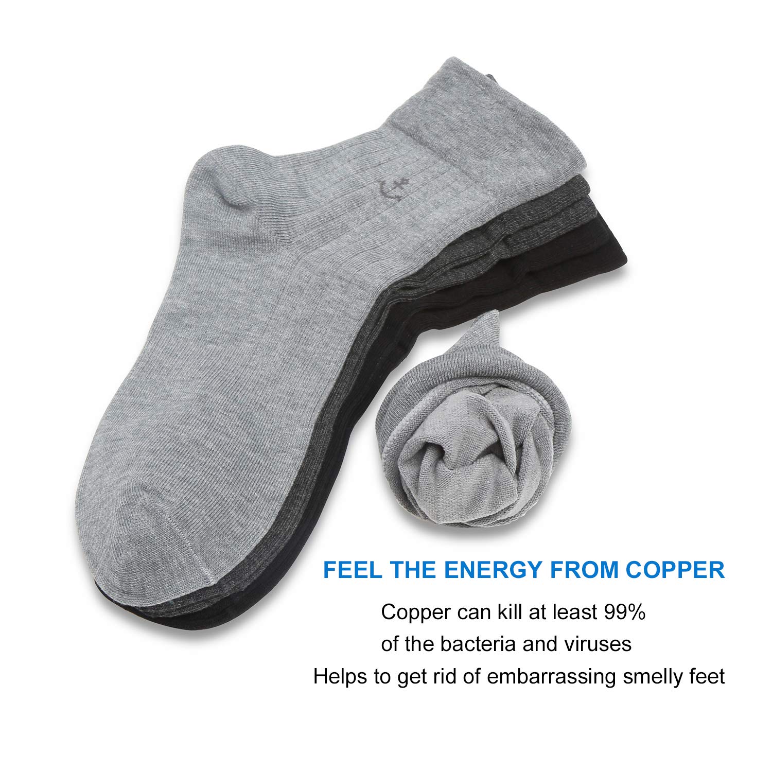 Diabetic Socks for Men 6 Pairs Extra Wide NonBinding Crew Copper Black