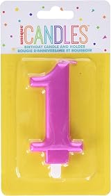 Unique Dazzling Metallic Pink Number 1 Birthday Candle 1 Pc