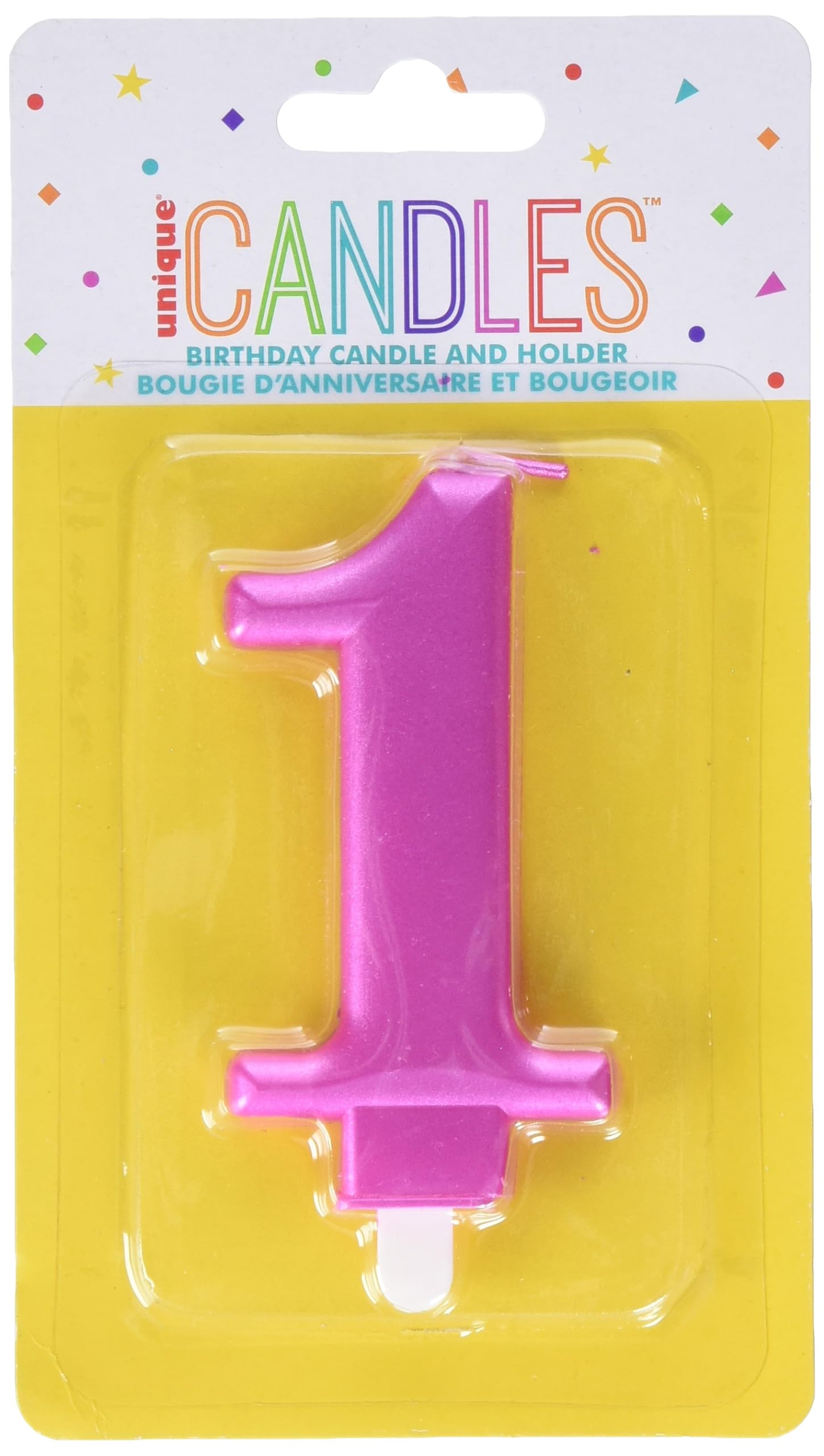 Dazzling Metallic Pink Number 1 Birthday Candle - Perfect Cake Topper for Unforgettable Milestones - 1 Pc