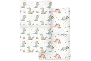 WOODIVILLE Changing Pad Cover for Baby Boys Girls 2 Pack, Fits Standard 32”×16” Changing Table Pads, Silky Breathable Stretch Knit, Machine Washable (Tiny Dinos)