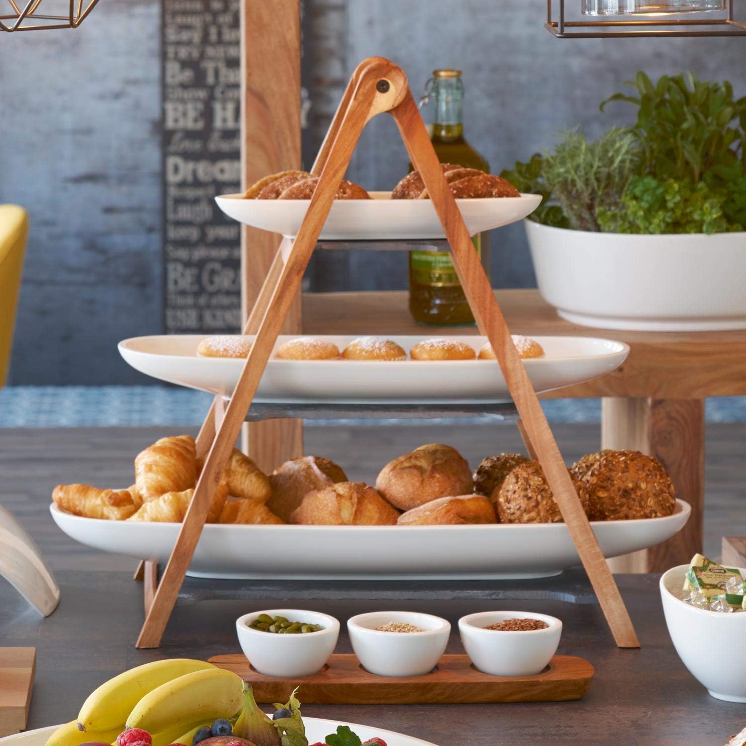 Villeroy & Boch, Artesano Original Cake Stand Large, 3-Tier Etagere 4 Pieces, Dishwasher Safe, Made from Natural Materials - Image 4