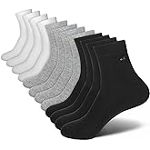 CICIFAUS Men's 100% Cotton Crew Socks Cushioned Dress Casual Running Socks, Moisture Wicking Breathable Athletic 6Pack