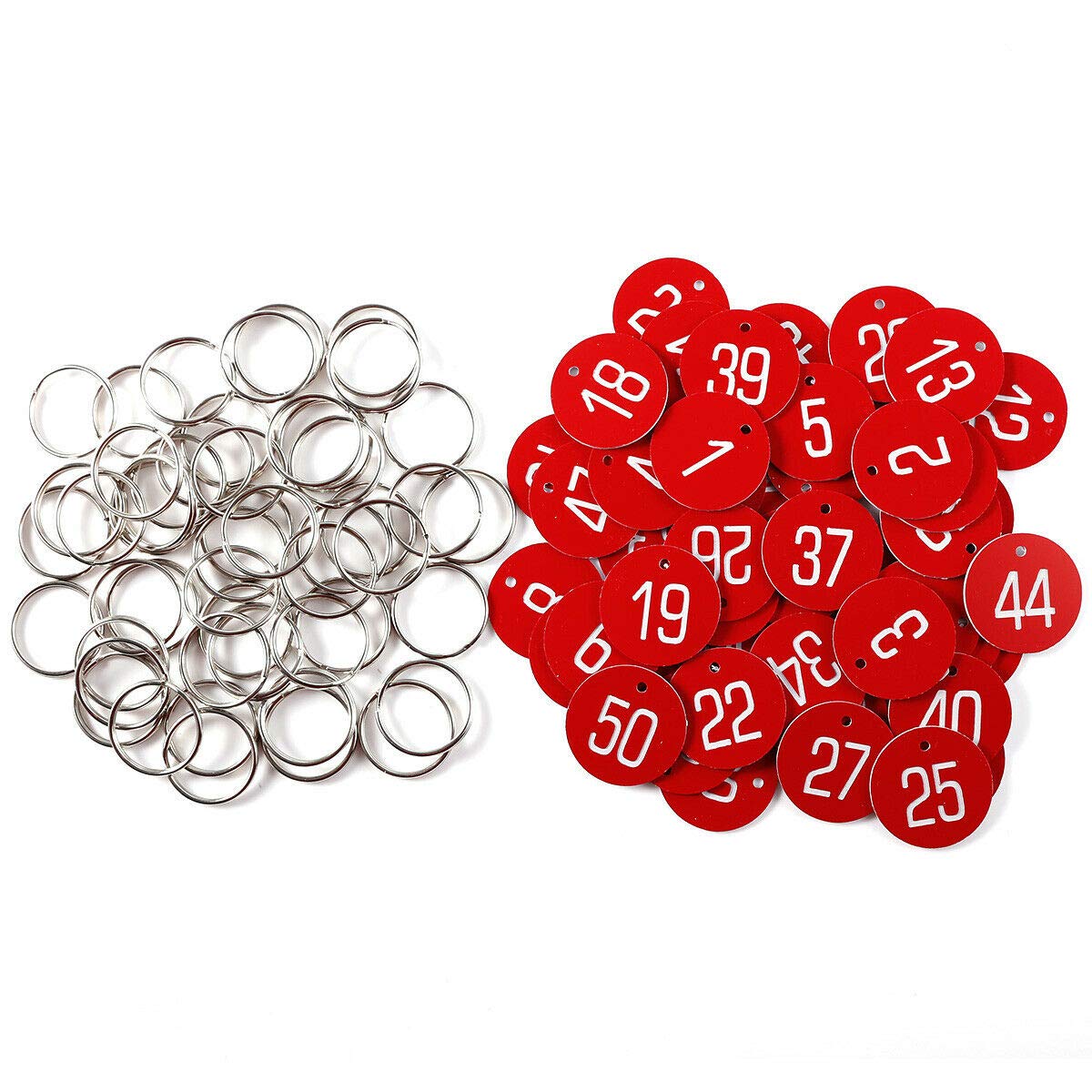 Sourcemall Plastic ID Number Tags Key Tags with Key Rings (150, Red