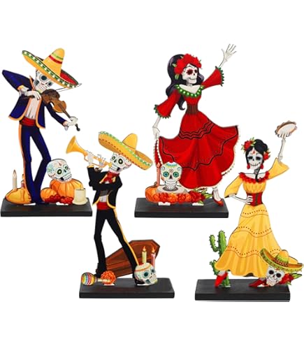 Yerliker 3 Pcs Day Of The Dead Table Decorations Mexican Dia De Los Muertos Altar Centerpiece Halloween Sugar Skull Table Topper Wooden Day Of The Dead Centerpiece For Halloween Me I.1681417564