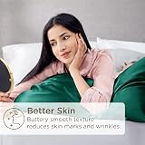 Bedsure Satin Pillowcase 2 Pack Queen 50x75 cm Dark Green with Envelope Closure view 3