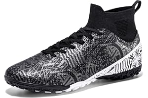 Biayvisas Soccer Cleats for Mens Womens Turf Soccer Shoes Indoor Footall Cleats High Ankle TF AG FG Football Boots Wide Training Sneaker