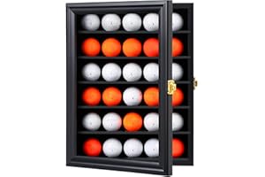 KCRasan Golf Ball Display Case - Wall Mounted Holder with Glass Door, Ideal Gift for Golf Enthusiasts