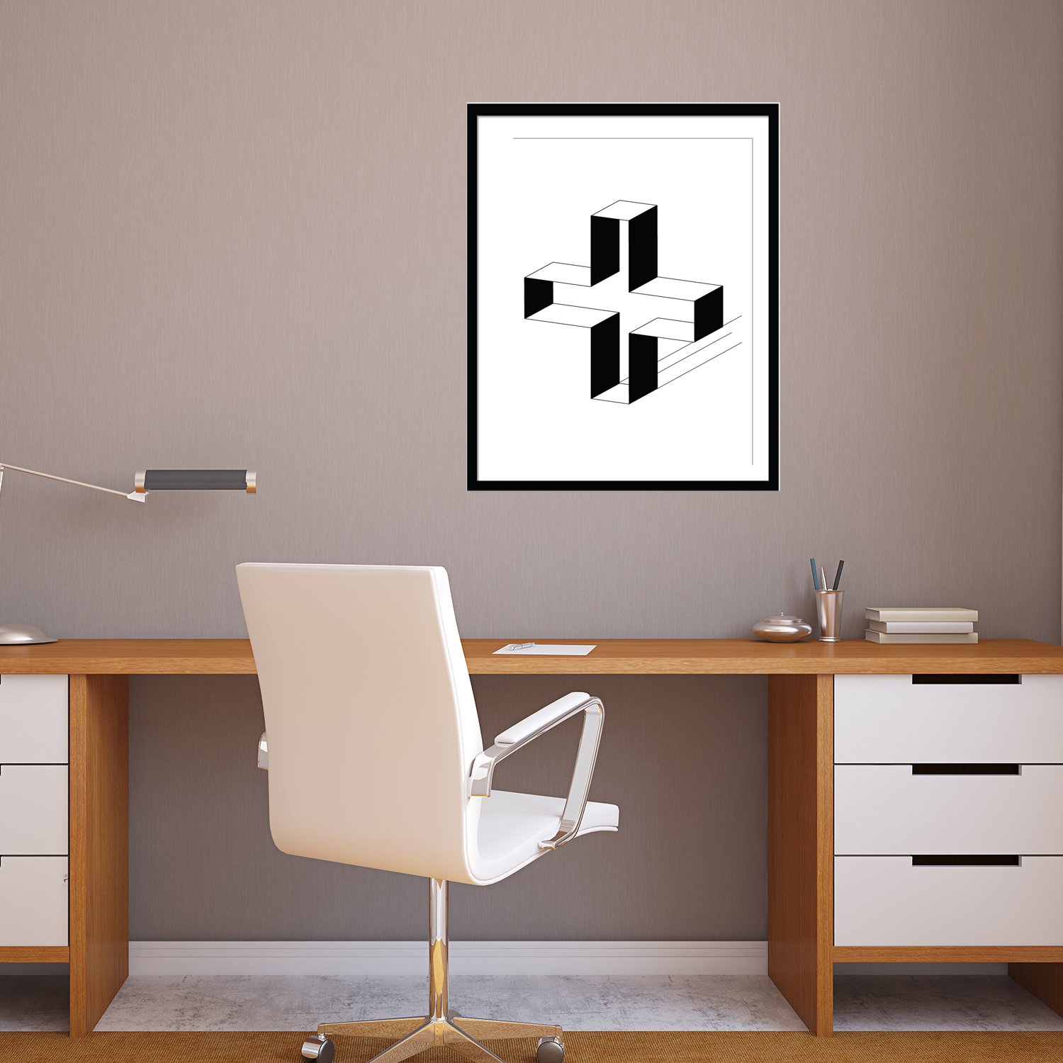 Walplus 29x36.25 cm Wall Stickers Frame "Hollow Cross" Removable Self-Adhesive Mural Art Decals Vinyl Home Decoration DIY Living Bedroom Office Décor Wallpaper Kids Room Gift, Black White