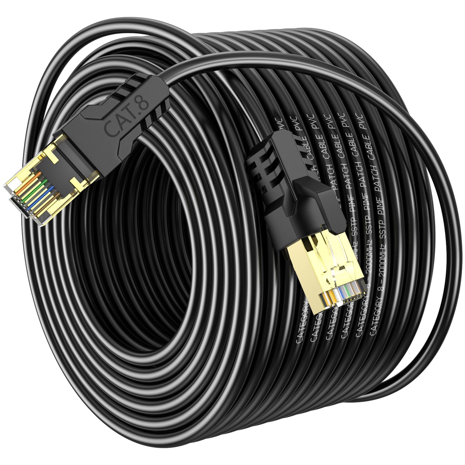 Photo 1 of YSONG Cat 8 Ethernet Cable 300FT,High Speed 40Gbps,2000Mhz,26AWG,Gold Plated RJ45 Connector,for Outdoor&Indoor,for/PC/Modem/Router/Gaming,Faster Than Cat7/Cat6/Cat5