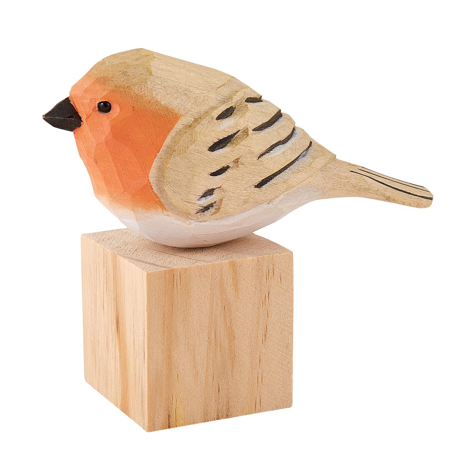 WEWAYSMILE Wooden Carved Bird Figurine, Hand Carved Painted Wooden Statues, Cute Animal Ornament Craft for Home Office Desktop Decoration(Little Fat Bird)