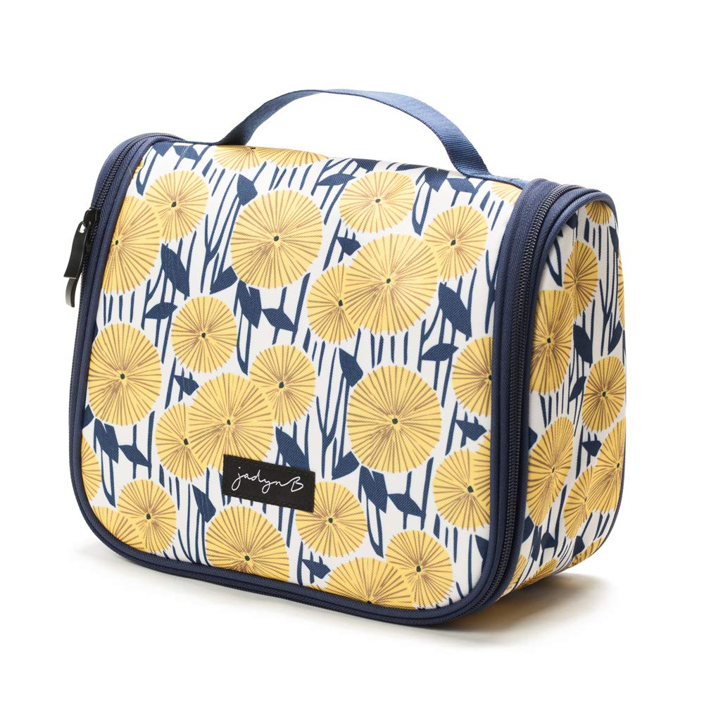 Jadyn B Hanging Toiletry Bag and Travel Cosmetic Organizer for Women (Yellow Flowers)