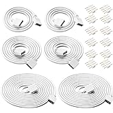 Honoson 6 Pieces 4 Pin RGB Extension Cable LED Strip Connector Cord Wire Cables Kit with 12 Pieces Pin Connector for 5050 3528 RGB LED Strip Light(1.6 FT, 3.3 FT, 6.6 FT,White)